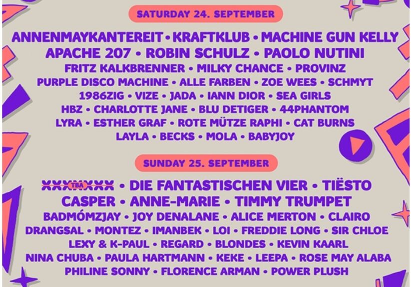 Plakat für das Lollapalooza-Festival in Berlin am 24. und 25. September mit den Bands und Musiker:innen, die dort auftreten werden.